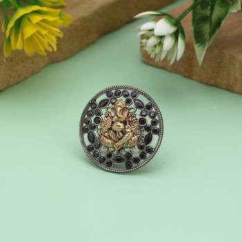 Black color dual tone oxidised rings featuring dramatic dark elegance with meticulous oxidised craftsmanship 2