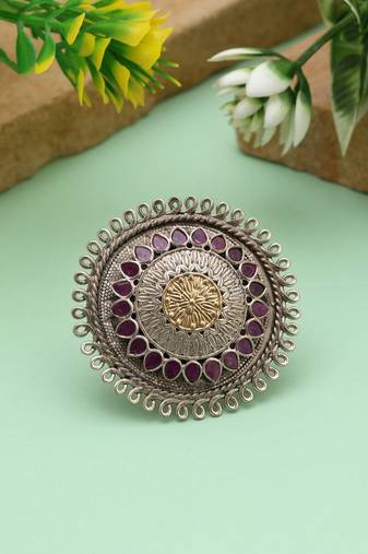 Rani color dual tone oxidised rings created with bold color tones and handcrafted oxidised finishing