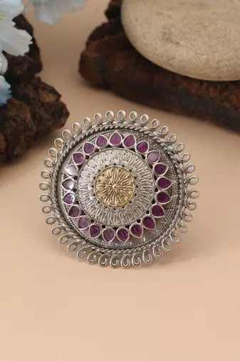 Rani color dual tone oxidised rings created with bold color tones and handcrafted oxidised finishing
