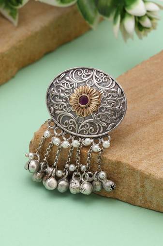 Rani color dual tone oxidised rings presenting regal hues paired with exquisite oxidised workmanship