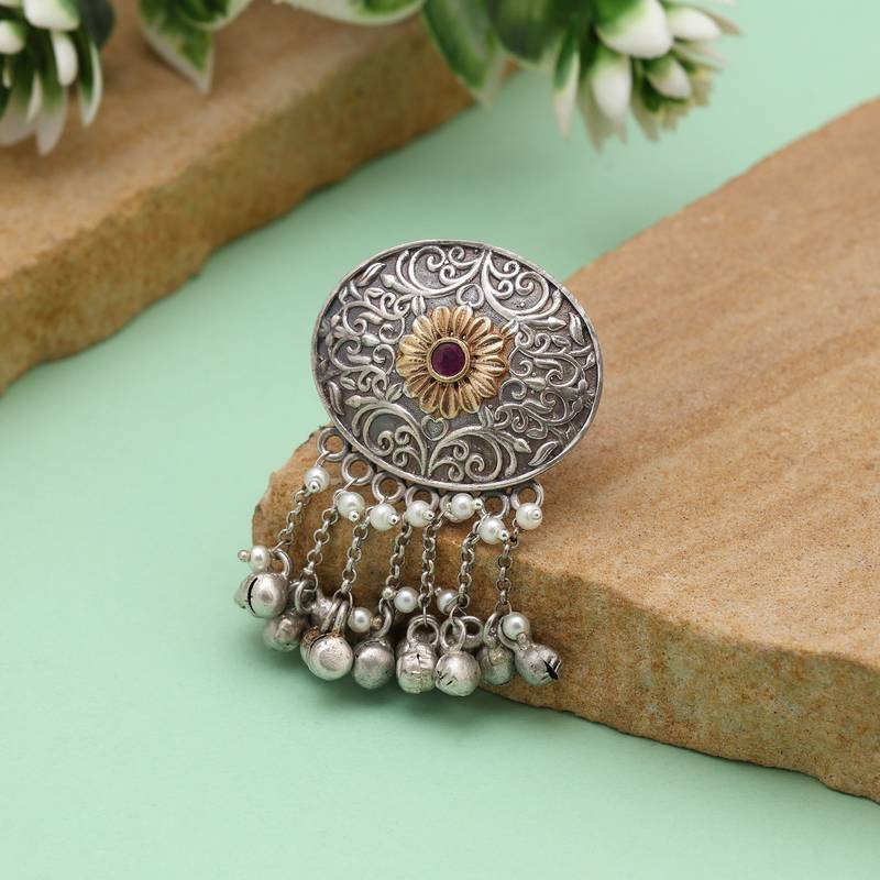 Rani color dual tone oxidised rings presenting regal hues paired with exquisite oxidised workmanship