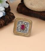 Rani color dual tone oxidised rings crafted with luxurious detailing and traditional oxidised patterns