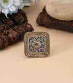 Gold & silver color dual tone oxidised rings combining classic metallic tones with ornate oxidised details