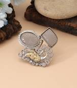 Grey color dual tone oxidised rings offering subtle elegance with intricately designed oxidised texture