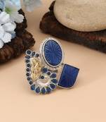 Blue color dual tone oxidised rings showcasing cool bold hues with expertly detailed oxidised texture