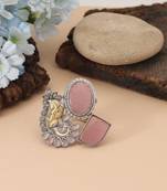 Light pink color dual tone oxidised rings combining delicate feminine tones with traditional oxidised detailing