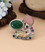 Multi color dual tone oxidised rings offering vibrant ethnic charm with decorative oxidised craftsmanship