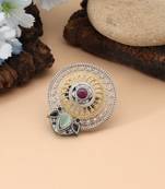 Multi color dual tone oxidised rings enriched with colorful patterns and artistically detailed oxidised finishing