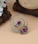 Rani color dual tone oxidised rings designed with bold regal hues and intricate oxidised craftsmanship