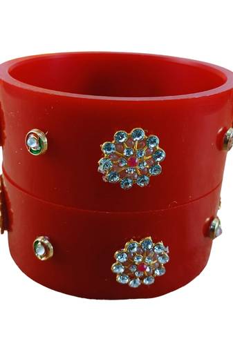 Stone stud colour red pack of 2 material acrylic bangle