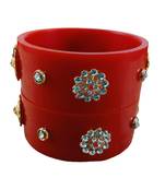 Stone stud colour red pack of 2 material acrylic bangle