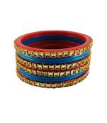 Kundan stud colour multi pack of 8 material acrylic bangle