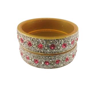 White-pink stone stud acrylic bangle/beautifully packaged / weddings/anniversaries/ festive occasions/sku-ban30042 1