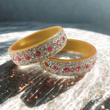 White-pink stone stud acrylic bangle/beautifully packaged / weddings/anniversaries/ festive occasions/sku-ban30042 2