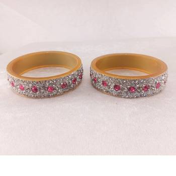 White-pink stone stud acrylic bangle/beautifully packaged / weddings/anniversaries/ festive occasions/sku-ban30042 3