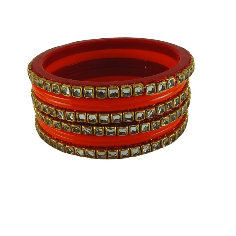 Kundan stud colour multi pack of 8 material acrylic bangle