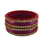 Kundan stud colour multi pack of 8 material acrylic bangle