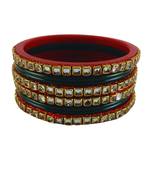 Kundan stud colour multi pack of 8 material acrylic bangle