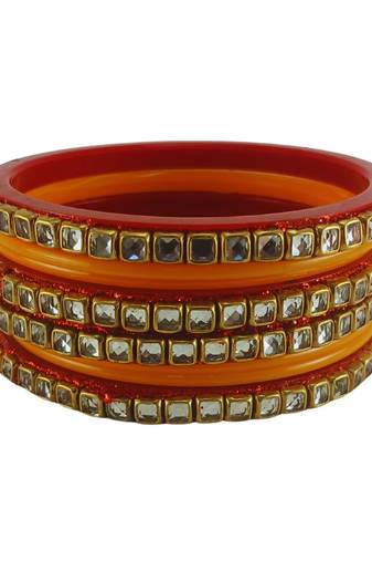 Kundan stud colour multi pack of 8 material acrylic bangle