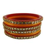 Kundan stud colour multi pack of 8 material acrylic bangle