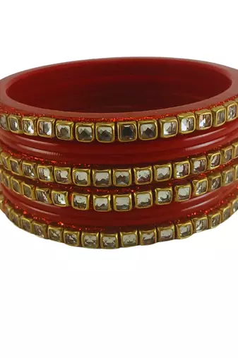 Kundan stud colour multi pack of 8 material acrylic bangle