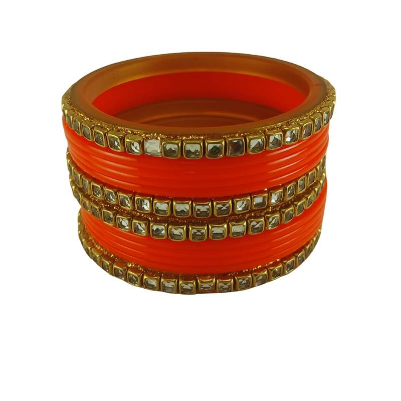 Kundan stud colour multi pack of 12 material acrylic bangle