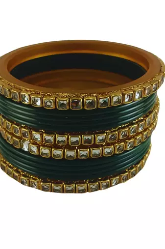 Kundan stud colour multi pack of 12 material acrylic bangle