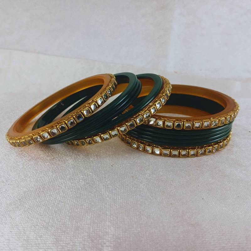Kundan stud colour multi pack of 12 material acrylic bangle