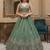 green sequins embroidered silk lehenga set choli with dupatta