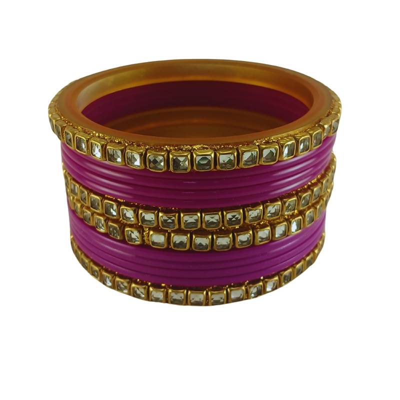 Kundan stud colour multi pack of 12 material acrylic bangle