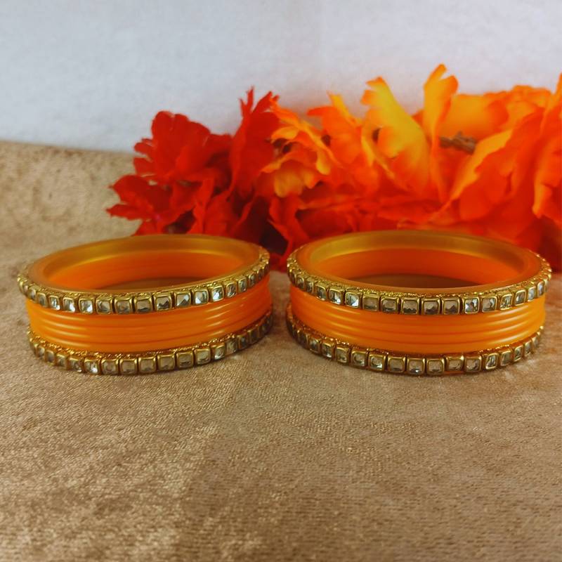 Kundan stud colour multi pack of 12 material acrylic bangle