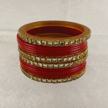 Kundan stud colour multi pack of 12 material acrylic bangle 1