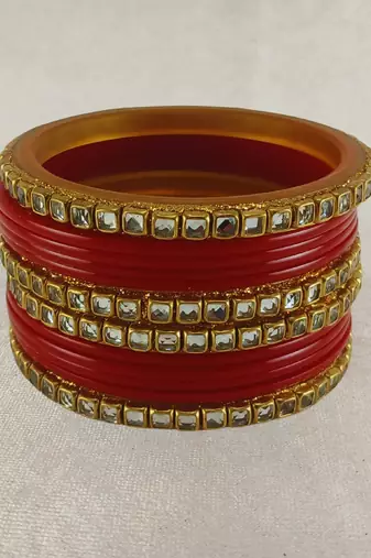 Kundan stud colour multi pack of 12 material acrylic bangle