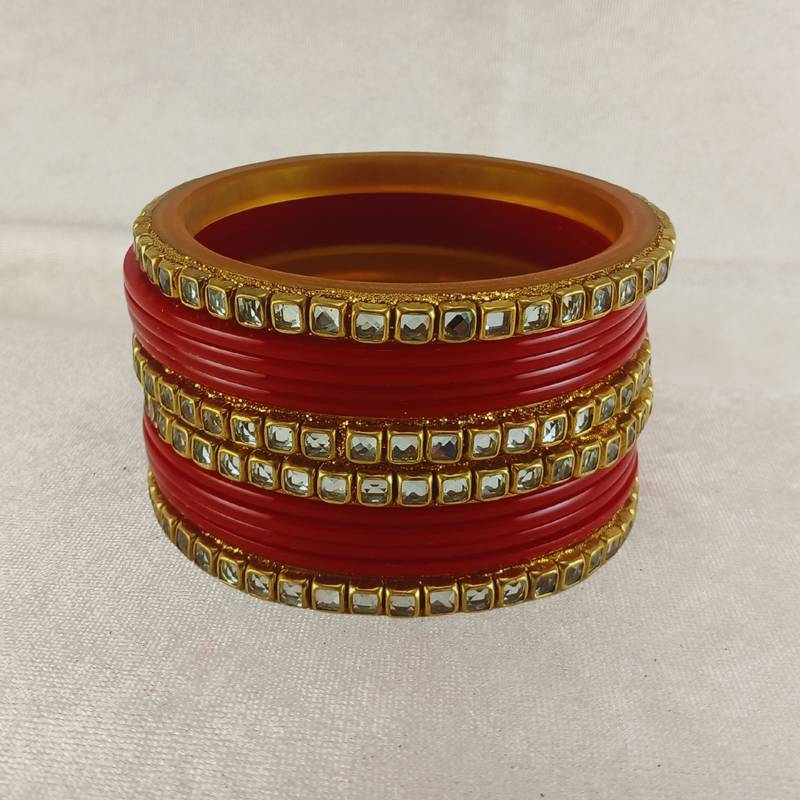 Kundan stud colour multi pack of 12 material acrylic bangle