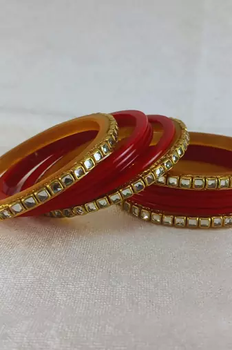 Kundan stud colour multi pack of 12 material acrylic bangle