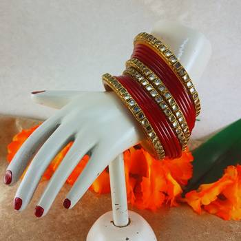 Kundan stud colour multi pack of 12 material acrylic bangle 3