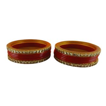 Kundan stud colour multi pack of 12 material acrylic bangle 4