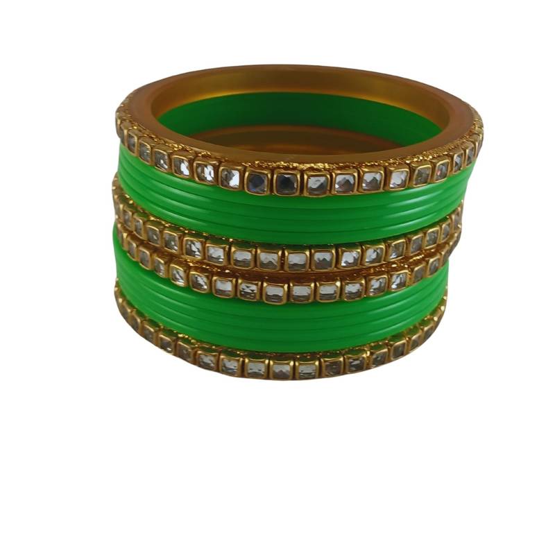 Kundan stud colour multi pack of 12 material acrylic bangle