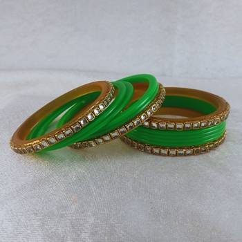 Kundan stud colour multi pack of 12 material acrylic bangle 2