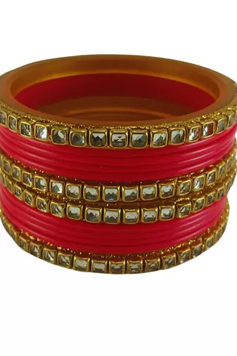 Kundan stud colour multi pack of 12 material acrylic bangle