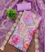 Onion organza printed unstitched dress material