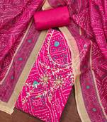 Magenta modal cotton bandhni unstitched dress material
