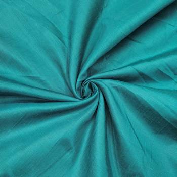 Turquoise cotton silk embroidered unstitched dress material 4