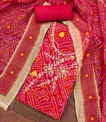 Red modal cotton bandhni unstitched dress material