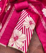 Magenta silk cotton digital print unstitched dress material