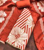 Rust silk cotton digital print unstitched dress material