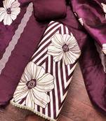 Wine silk cotton digital print unstitched dress material