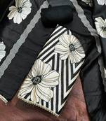 Black silk cotton digital print unstitched dress material