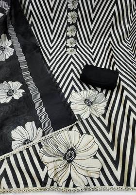 Black silk cotton digital print unstitched dress material 3