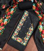 Black silk cotton digital print unstitched dress material